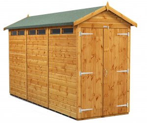 Power 12x4 Apex Secure Garden Shed - Double Door